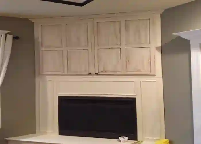 Fireplace Cabinets Painted White in Home in Joplin, MO