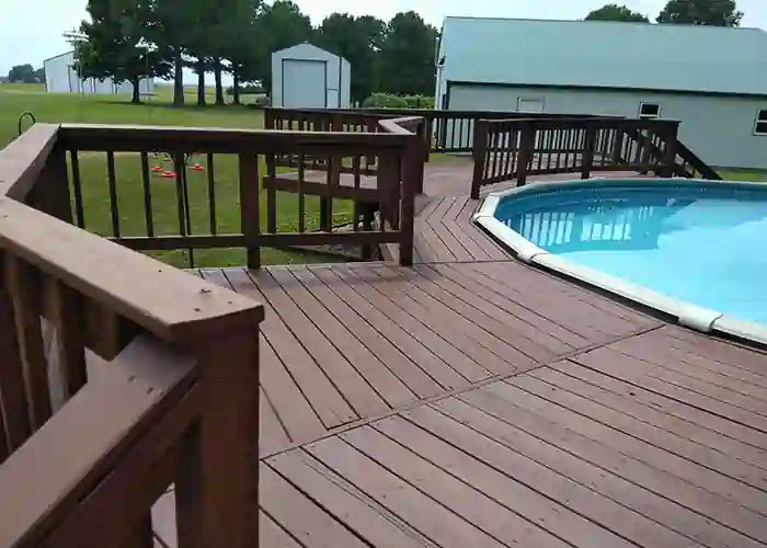 Professional Deck Staining Around a Pool in Joplin, MO